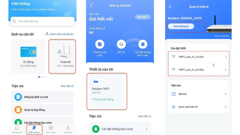 Chặn thiết bị kết nối Wifi VNPT qua ứng dụng quản lý modem hoặc app VNPT