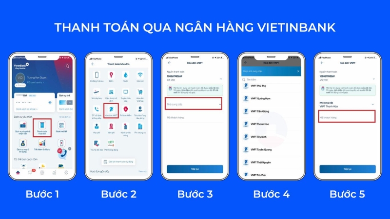 Đóng tiền mạng VNPT qua ứng dụng ngân hàng