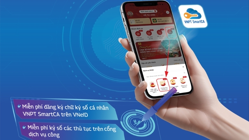 Đăng ký chữ ký số VNPT SmartCA online trên ứng dụng
