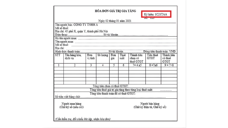 Mẫu số hoá đơn phản ánh loại hóa đơn điện tử